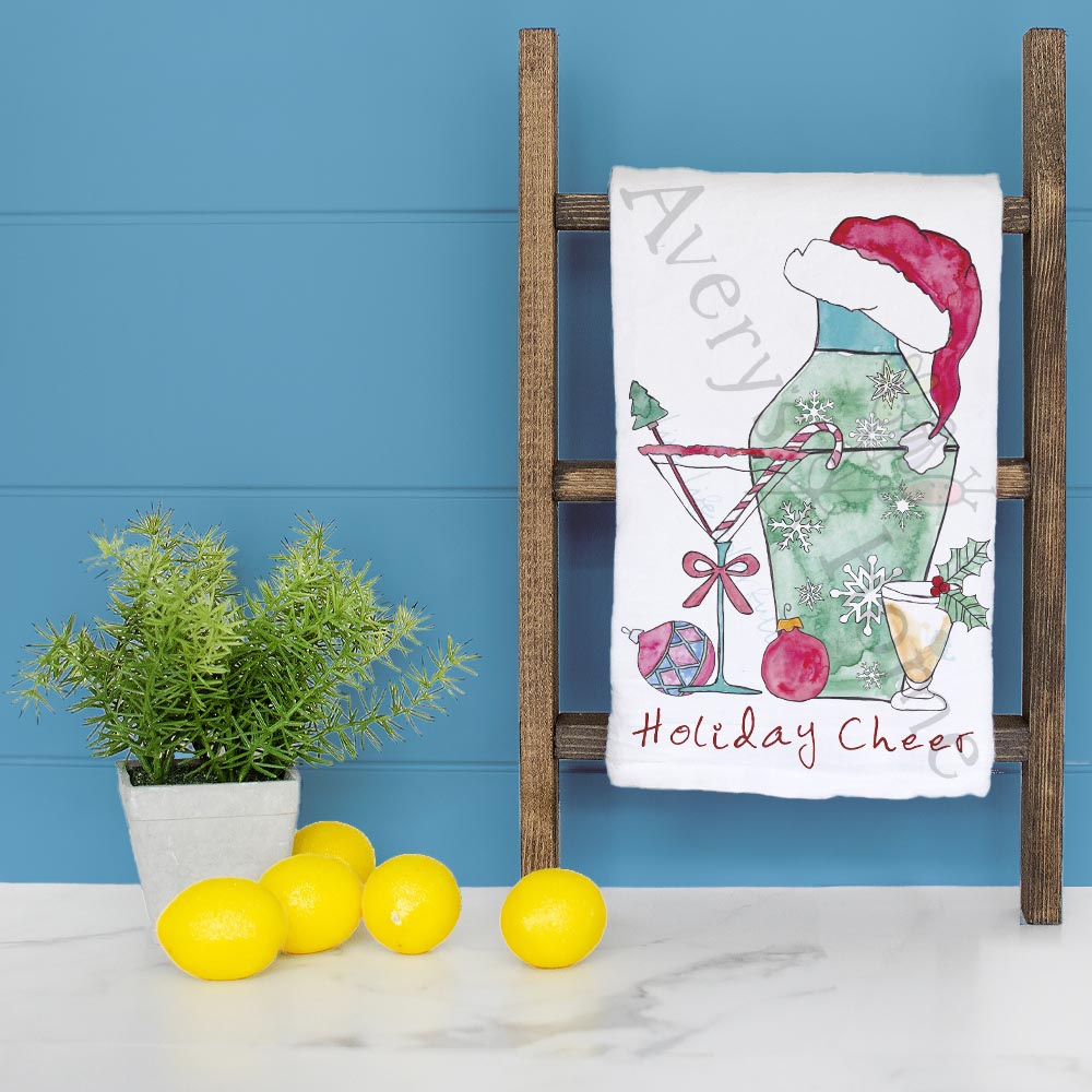 Holiday Cheer & Cocktails Tea Towel – Christmas Toast