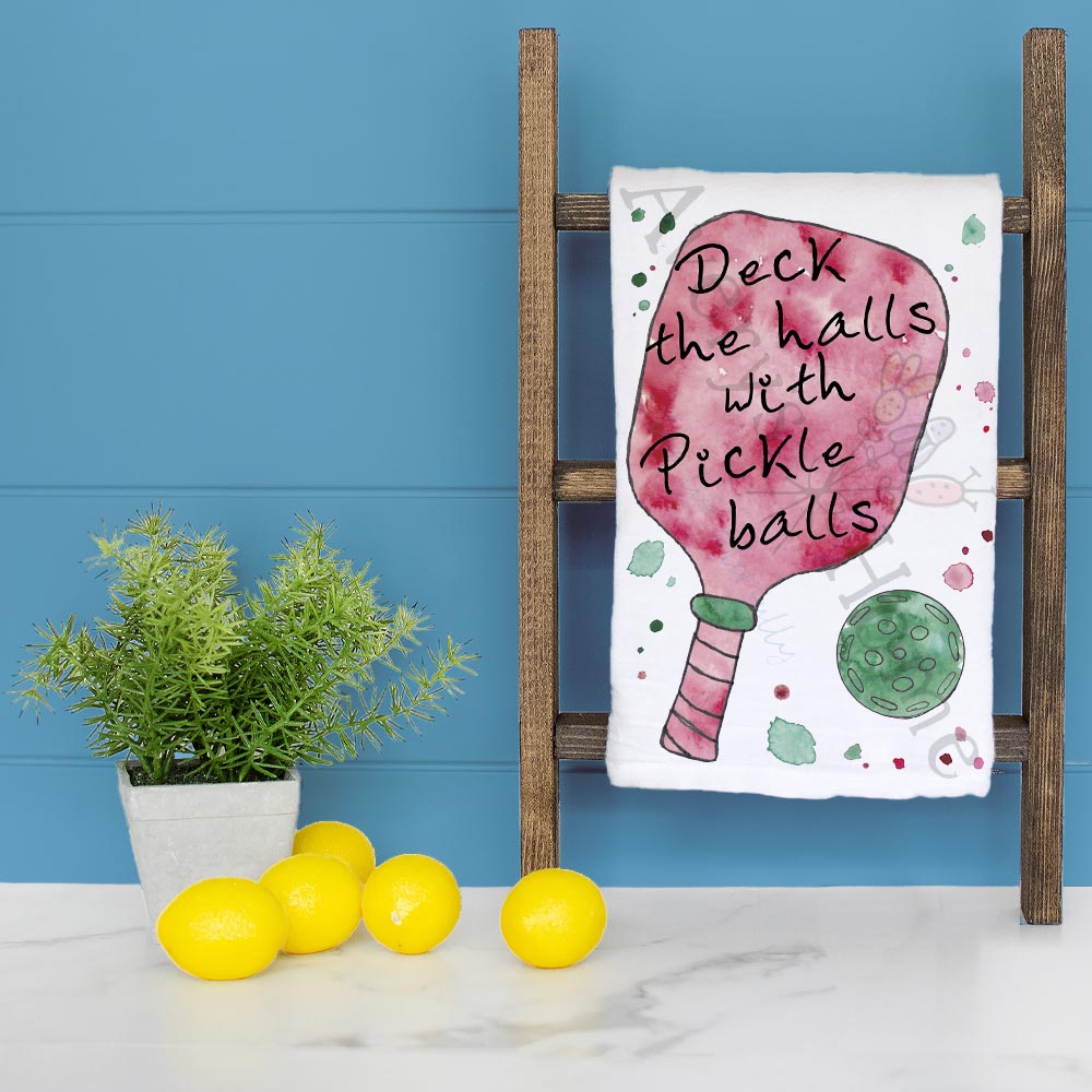 Deck the Pickleball Tea Towel – Holiday Court Sass