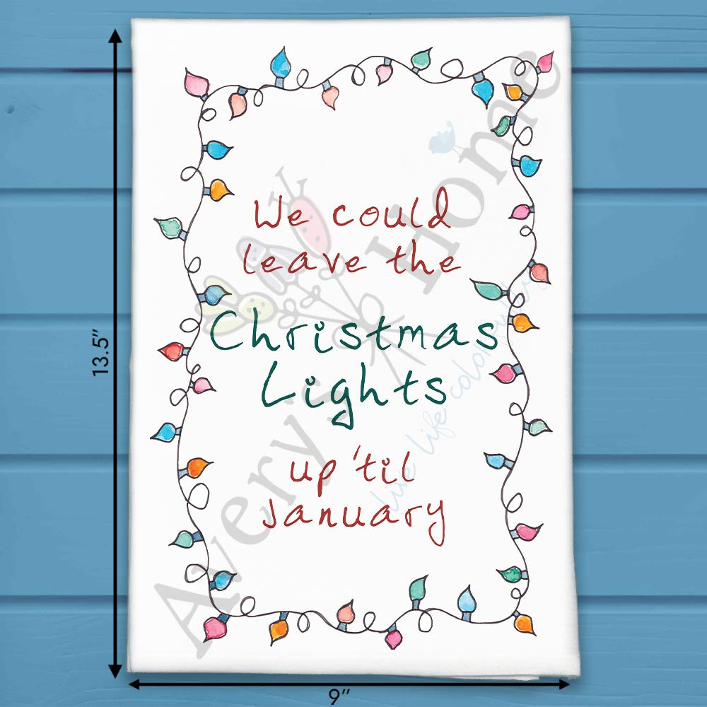 We Could Leave the Lights Up Tea Towel – Taylor Vibes
