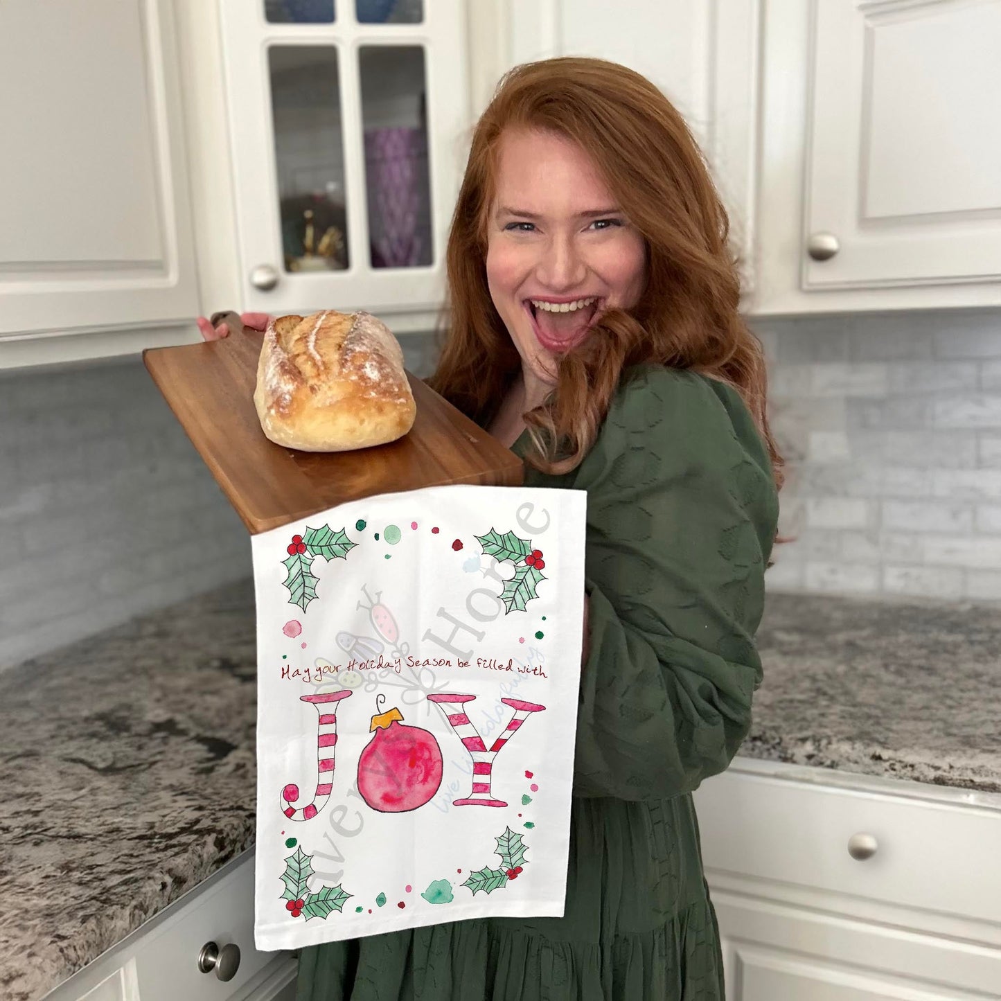 Holiday Joy Tea Towel – Seaside Wishes & Shells