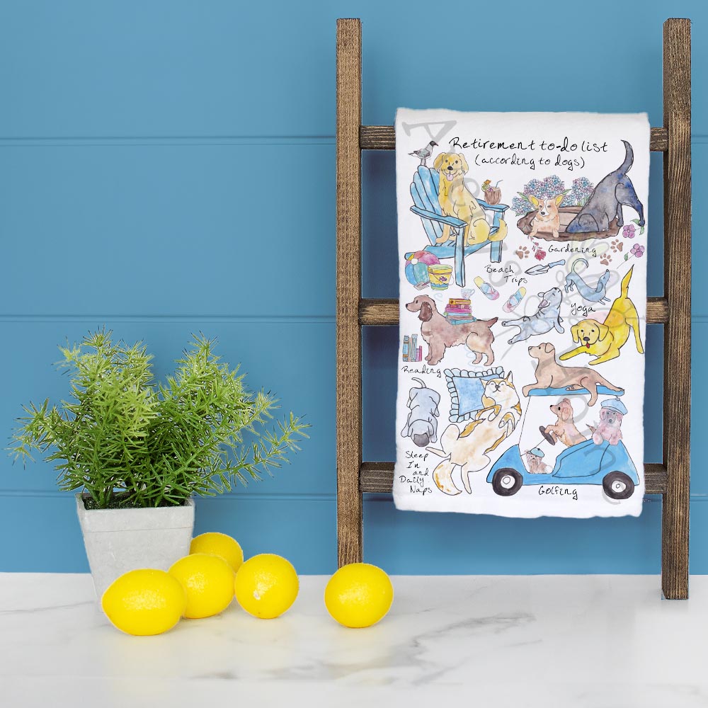 Retired Dog Life Tea Towel – Treats & Naps Unlimited