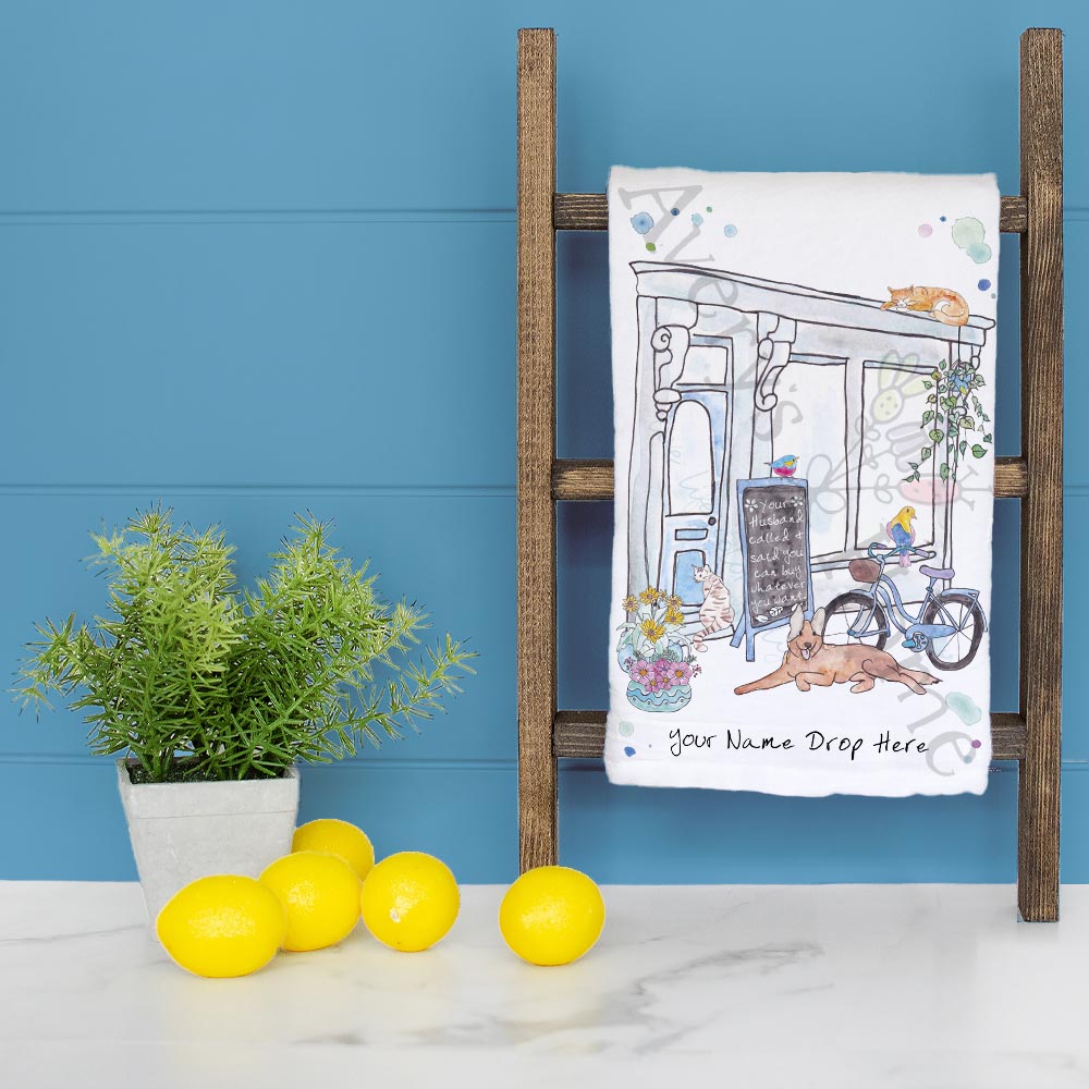 Customizable Store Front Tea Towel