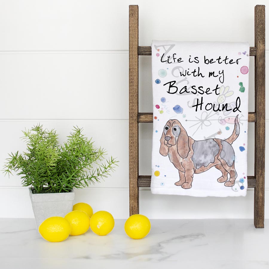 Basset Hound Kitchen Decor Tea Towel
