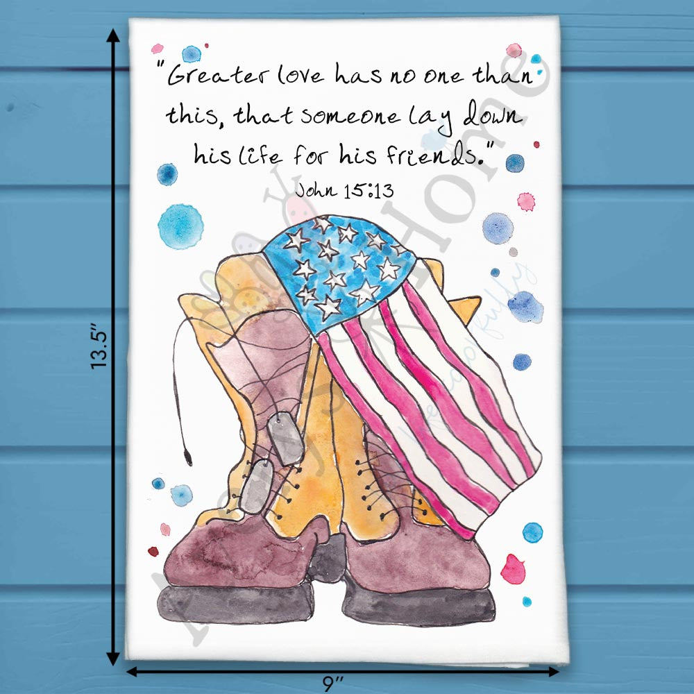 Combat Boots Bible Verse Kitchen Home Décor Tea Towel