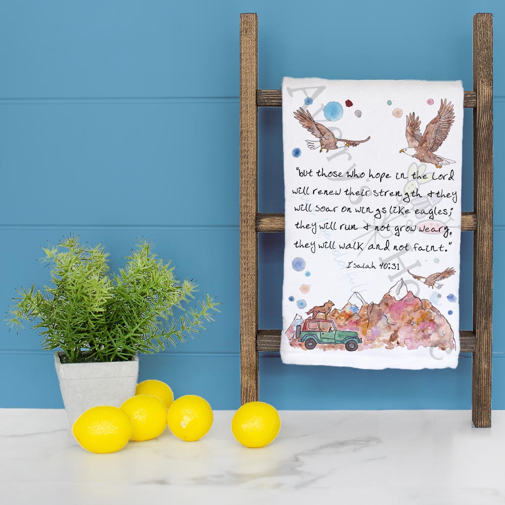 Soar on wings like Eagles Bible Kitchen Home Décor Tea Towel