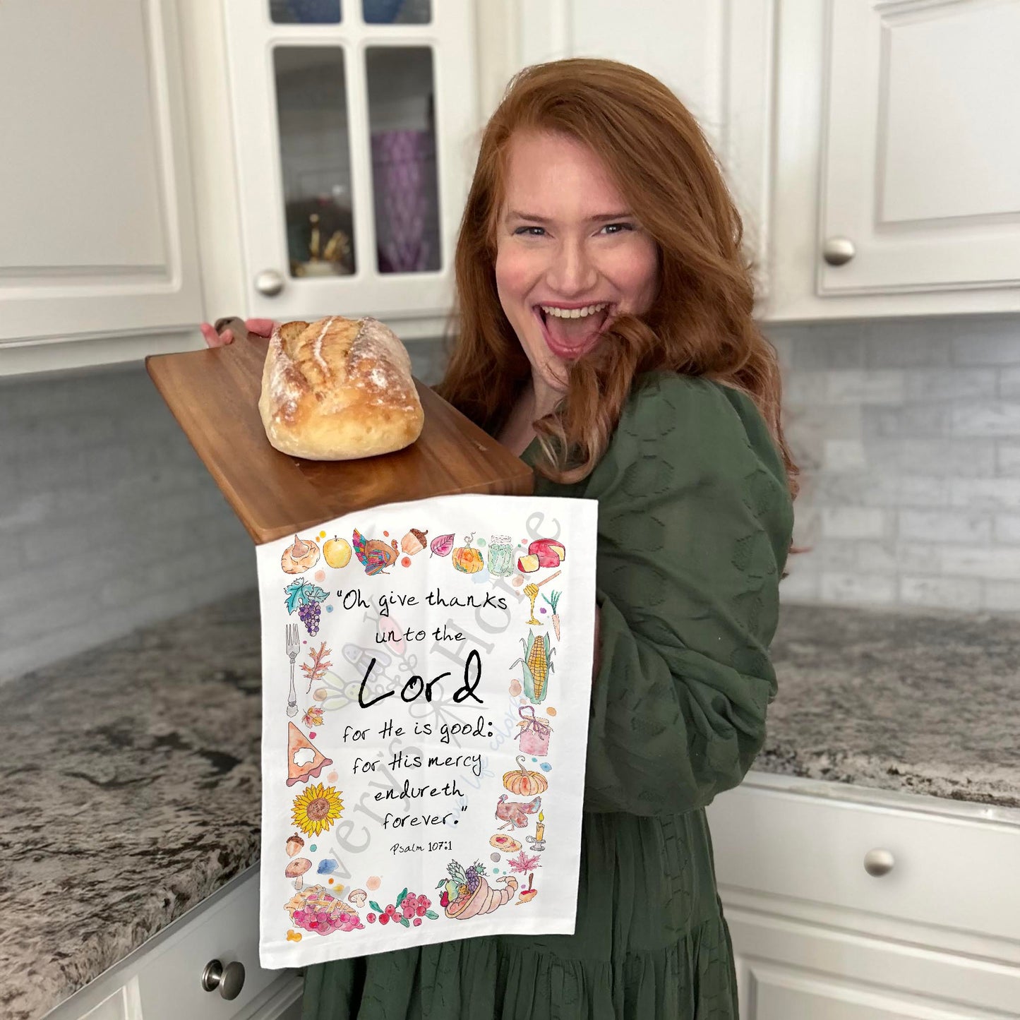 Oh Give Thanks unto the LORD Kitchen Home Décor Tea Towel