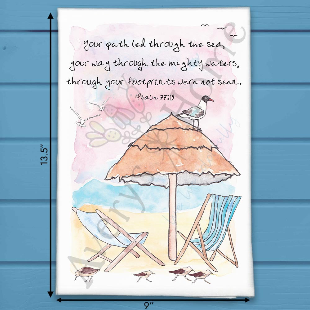 Footprints not seen Bible Verse Kitchen Home Décor Tea Towel