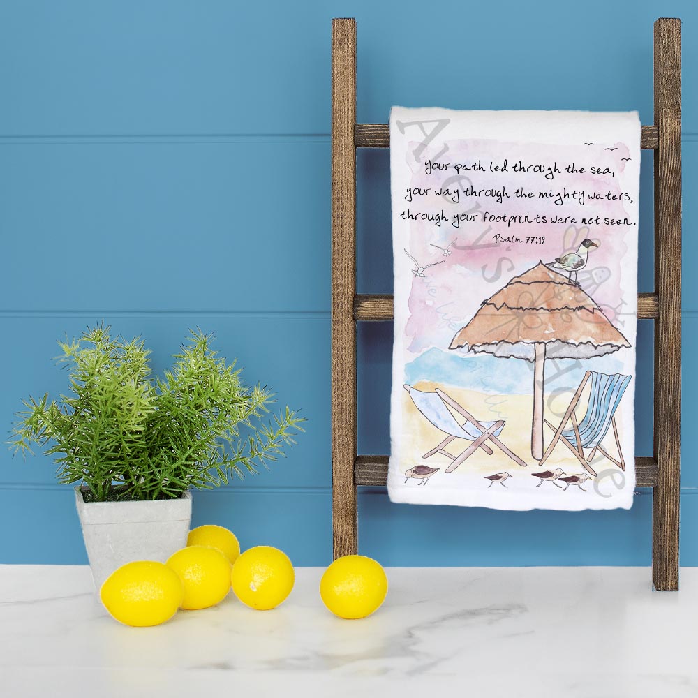 Footprints not seen Bible Verse Kitchen Home Décor Tea Towel