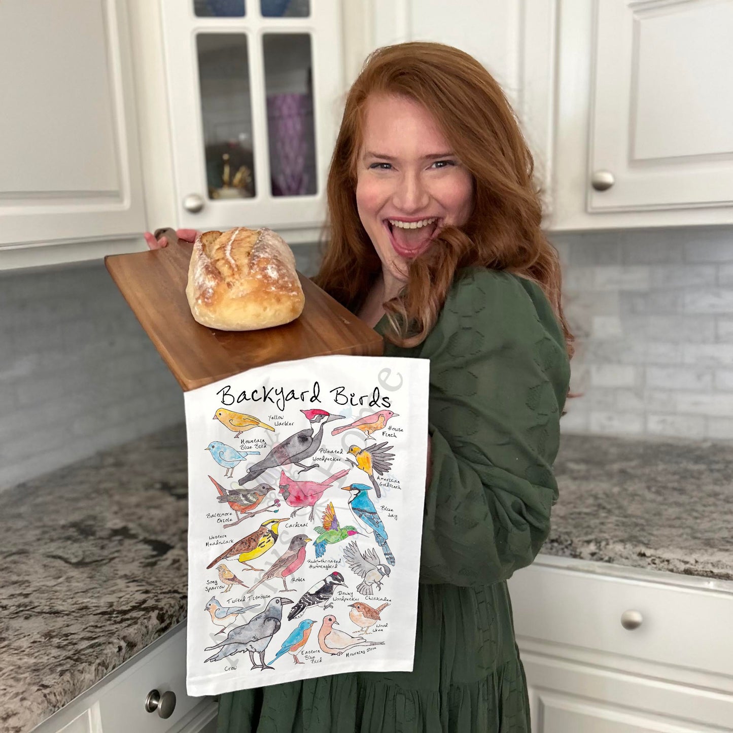 Backyard Birds Tea Towel