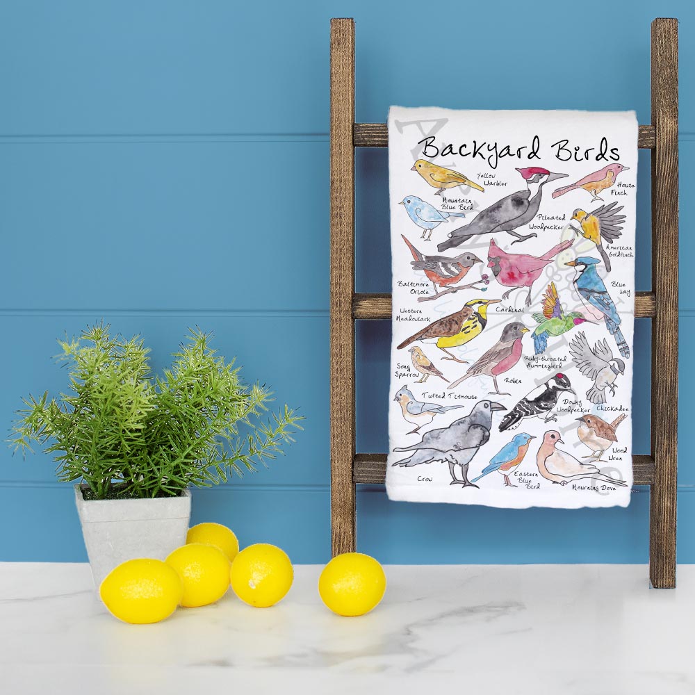 Backyard Birds Tea Towel