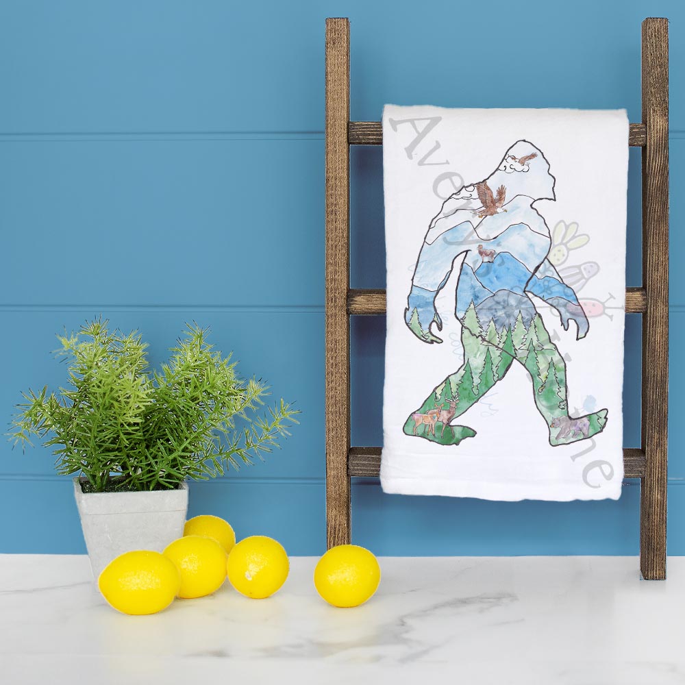 Bigfoot Mountain Landscape Kitchen Décor Tea Towel