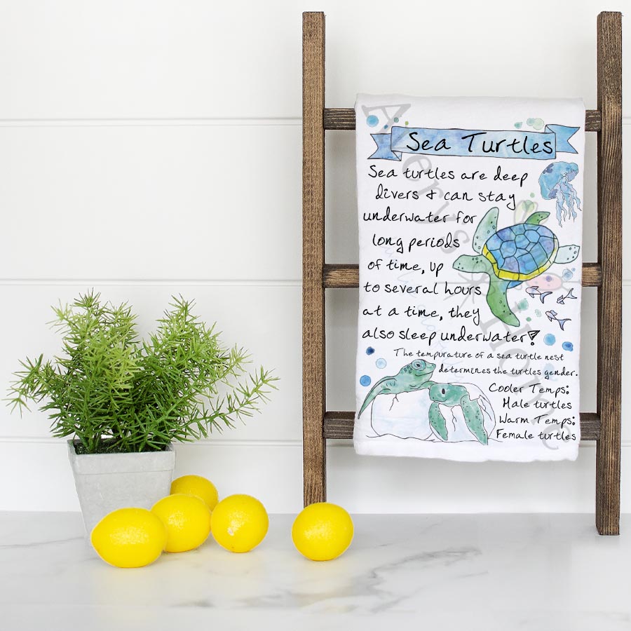 Sea Turtle Facts Kitchen Towel