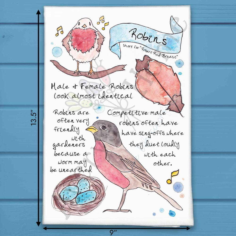 Robin Bird Facts Tea Towel – Gardener Decor