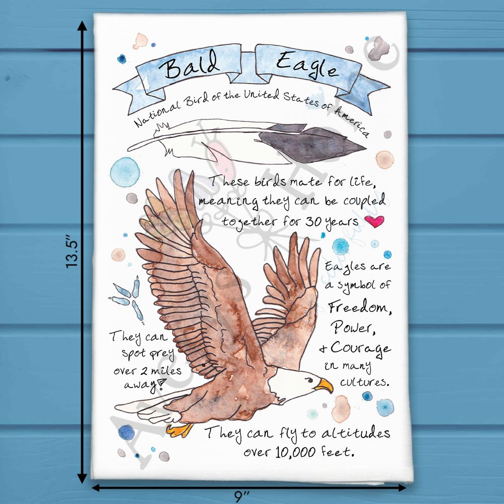 Bald Eagle Bird Facts Garden Kitchen Décor Tea Towel