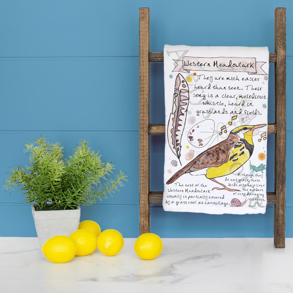Western Meadowlark Bird Facts Garden Kitchen Décor Tea Towel