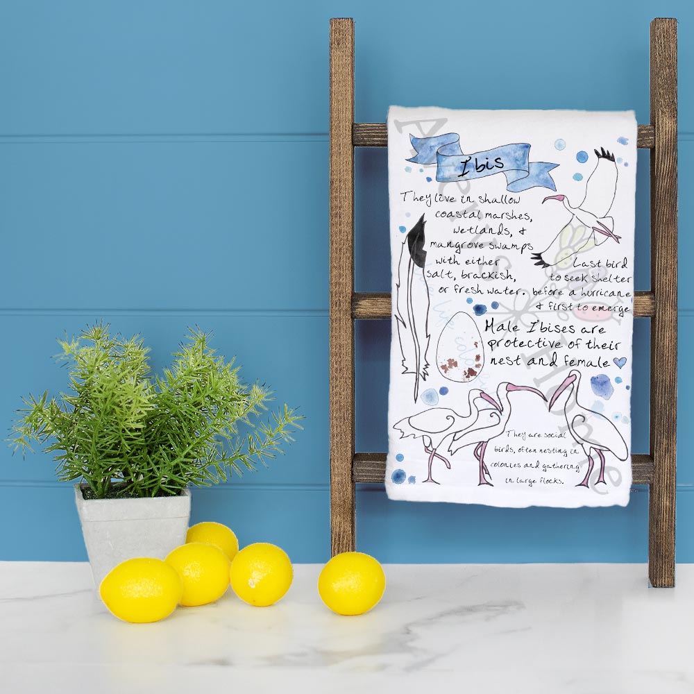 Ibis Bird Facts Garden Kitchen Décor Tea Towel