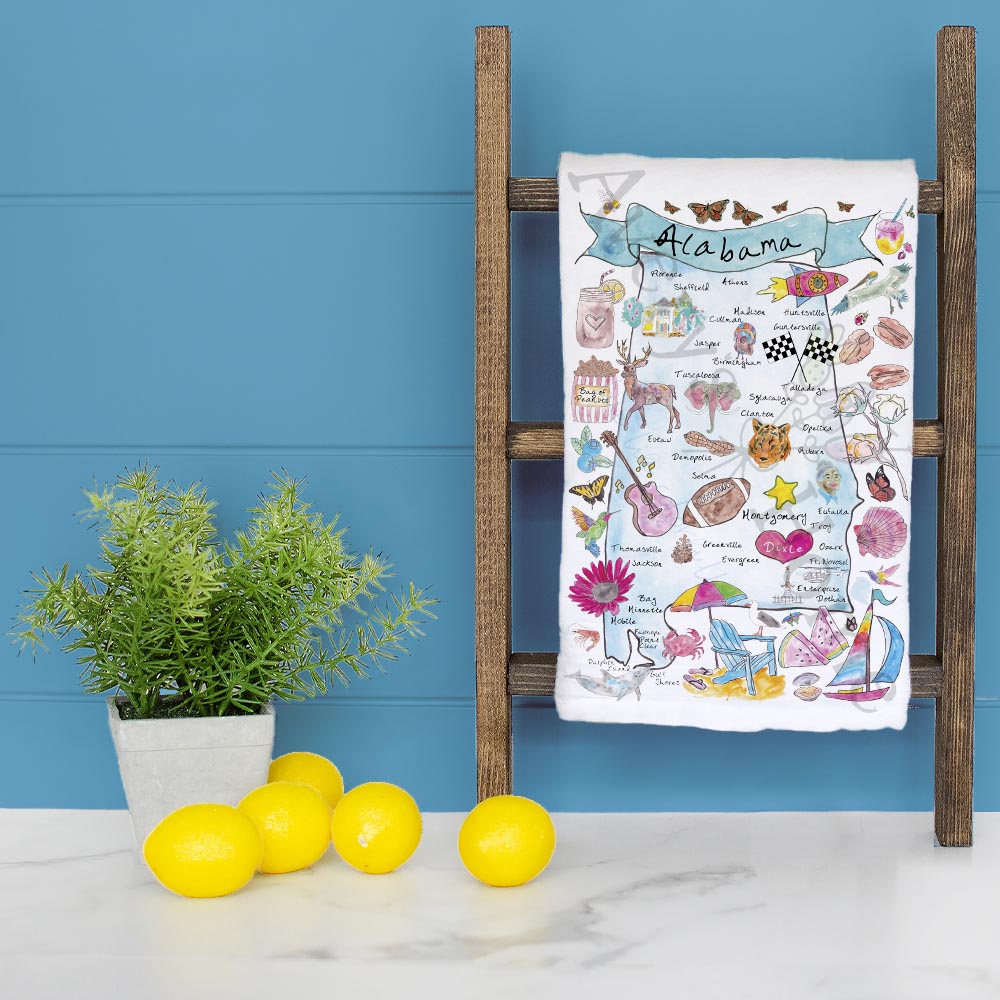 Alabama State Map Tea Towel – Yellowhammer Pride