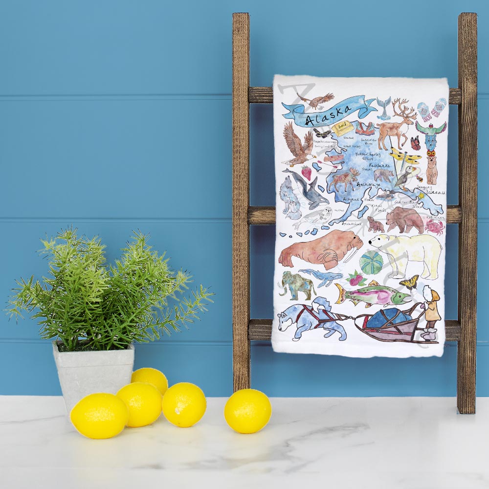Alaska State Map Tea Towel – The Last Frontier Decor