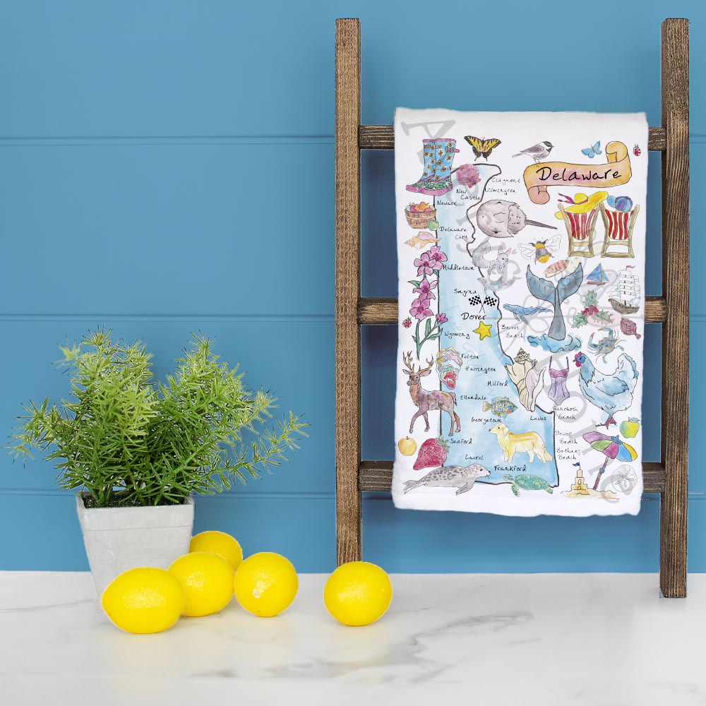 Delaware State Map Tea Towel – First State Style