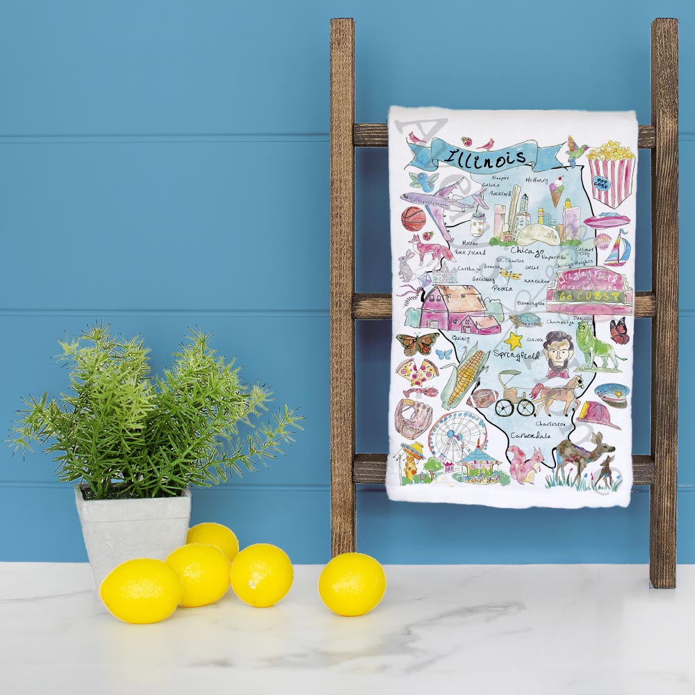 Illinois State Map Tea Towel – Windy City Edition