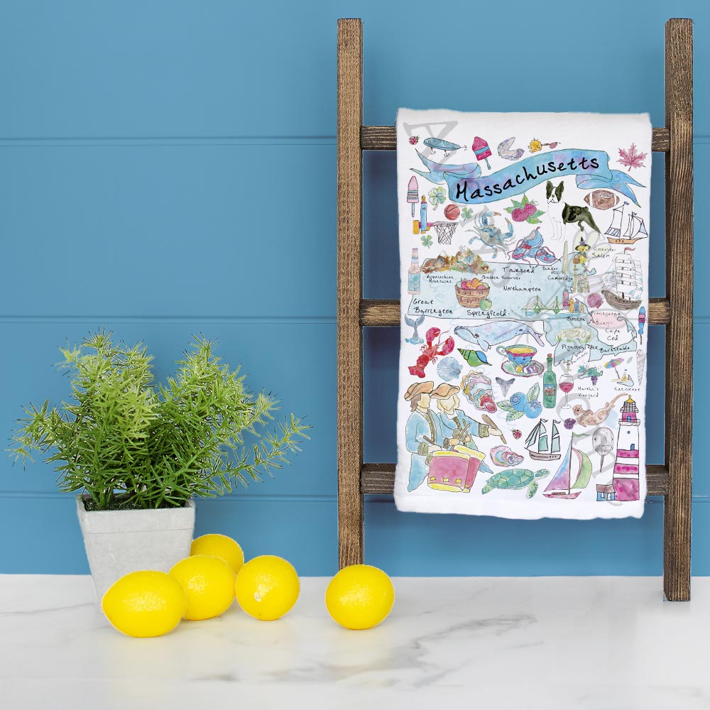 Massachusetts Map Tea Towel – From Boston to the Cape