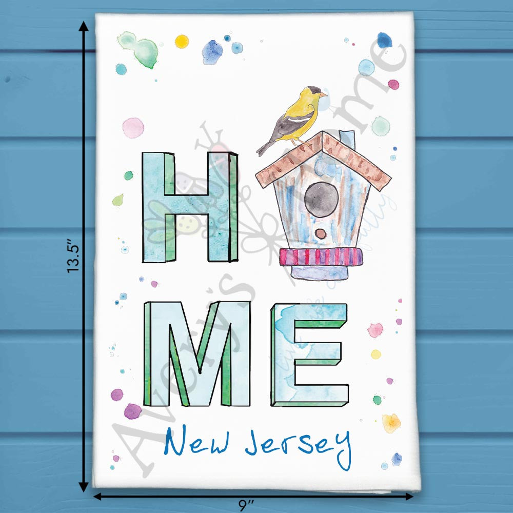 New Jersey Birding HOME State Bird & House Kitchen Tea Towel