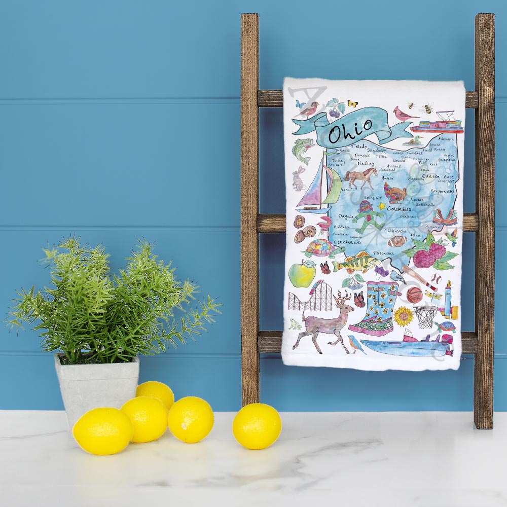 Ohio Map Tea Towel – Buckeyes, Lakes & Local Love