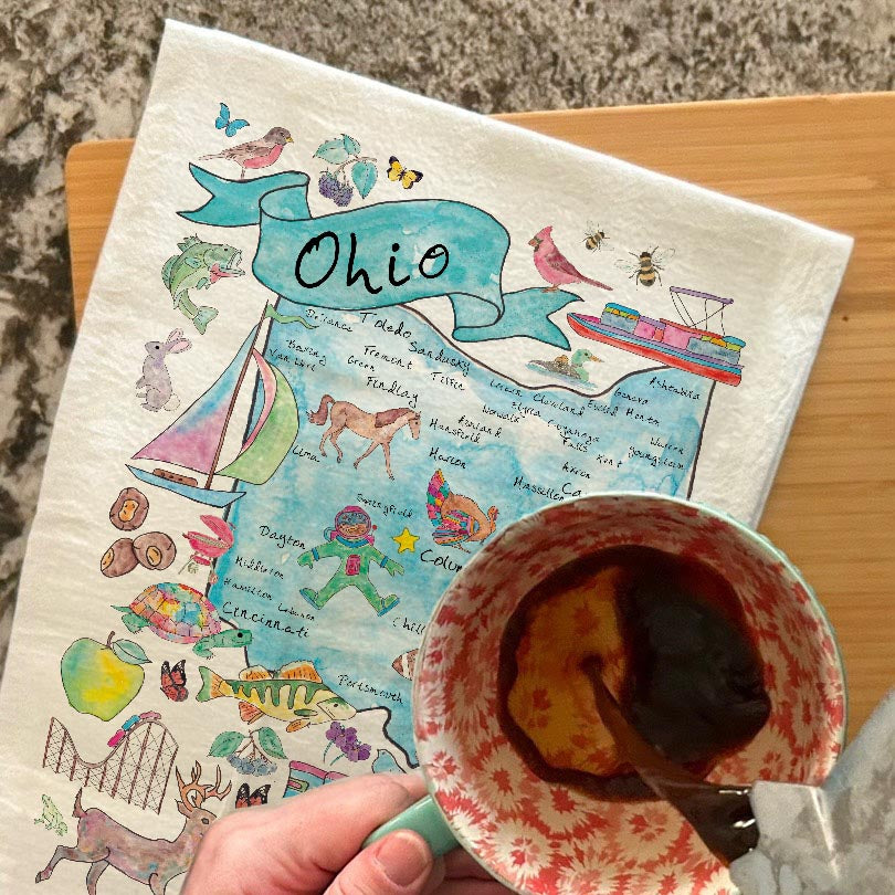 Ohio Map Tea Towel – Buckeyes, Lakes & Local Love