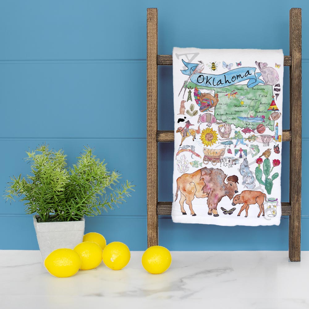 Oklahoma Map Tea Towel – Dust, Drive & Heartland
