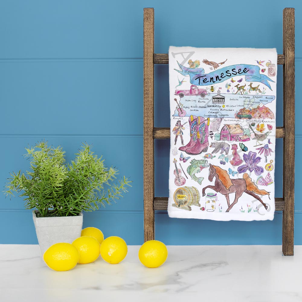 Tennessee Map Tea Towel – Graceland to Gatlinburg