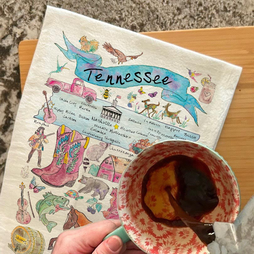 Tennessee Map Tea Towel – Graceland to Gatlinburg
