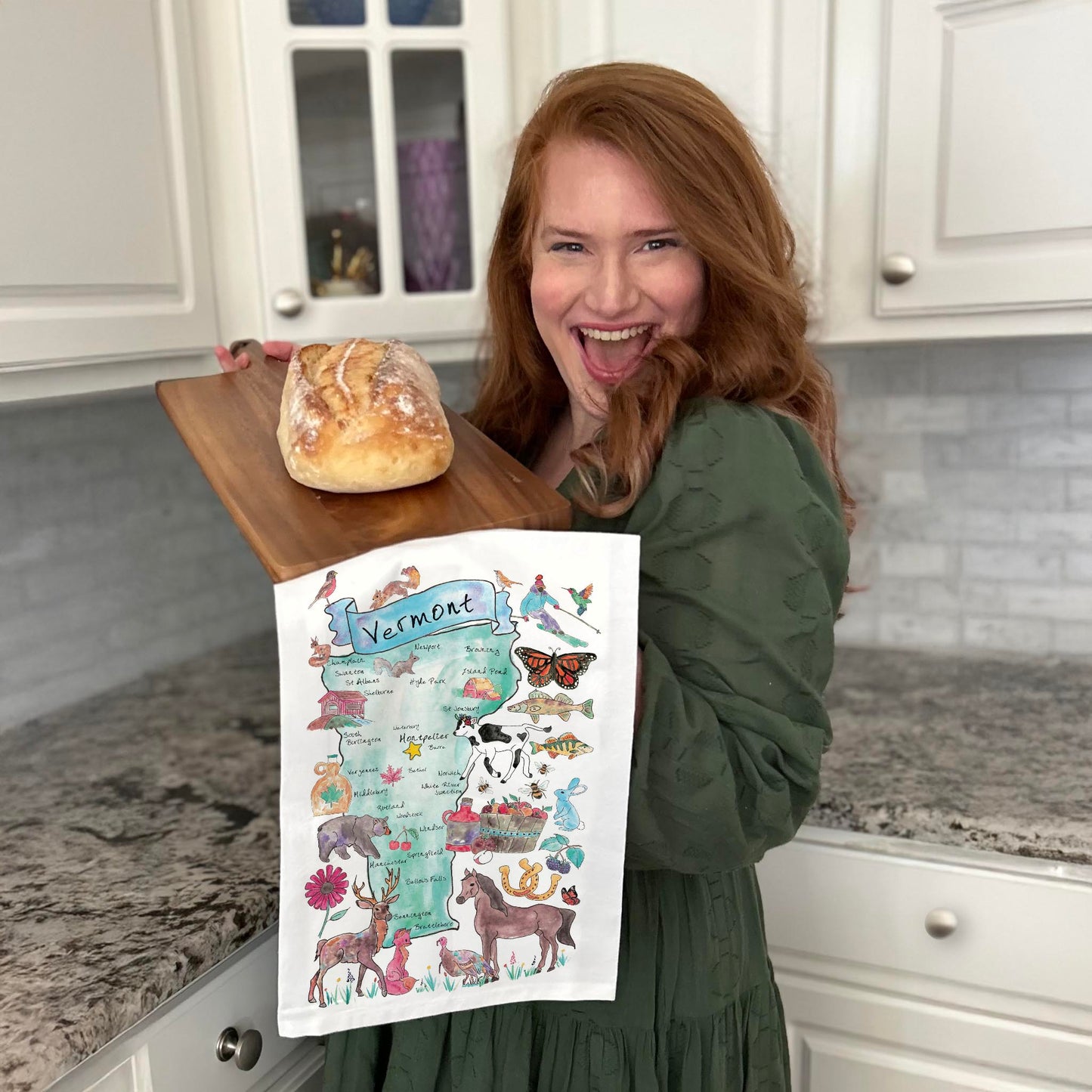 Vermont Map Tea Towel – Syrup, Peaks & Peace