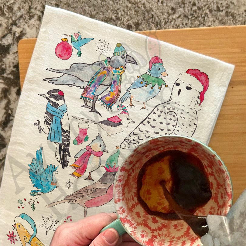 Christmas Backyard Birds Part 2 Kitchen Home Décor Tea Towel