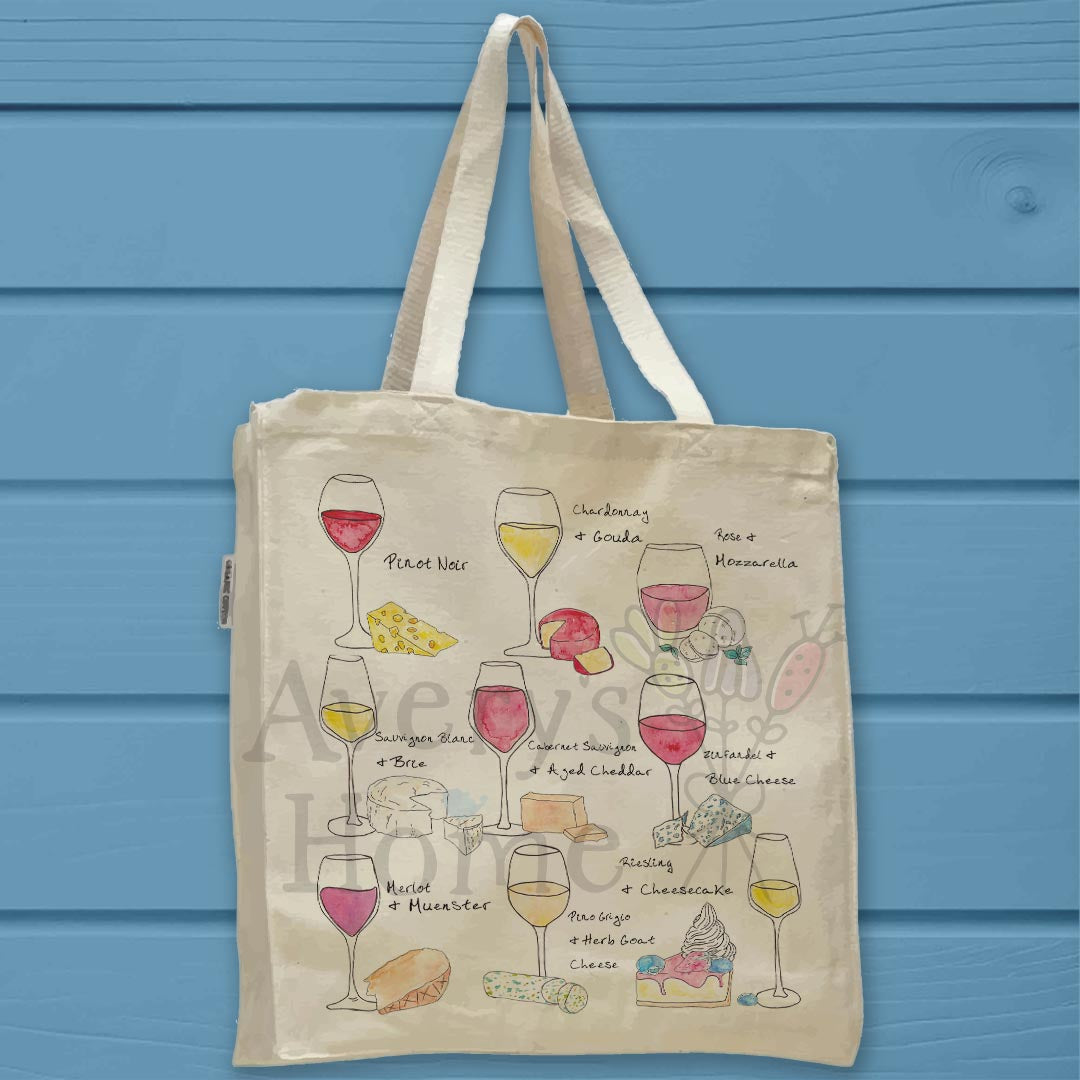 Wine & Cheese Pairing Organic Cotton Tote Bag – Gourmet Host Gift