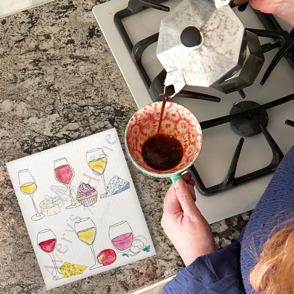 Wine & Cheese Pairing Swedish Dishcloth – Gourmet Host Gift