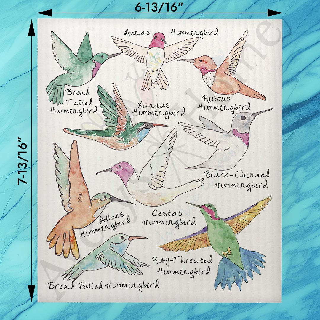 Hummingbirds of North America Swedish Dishcloth – Birdwatcher Gift