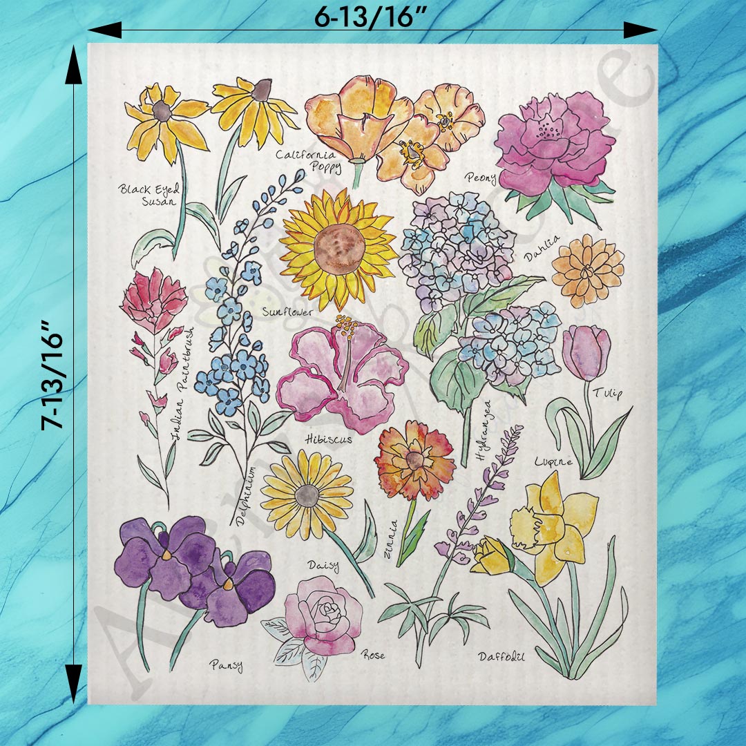 Summer Flowers Swedish Dishcloth – Colorful Garden Gift