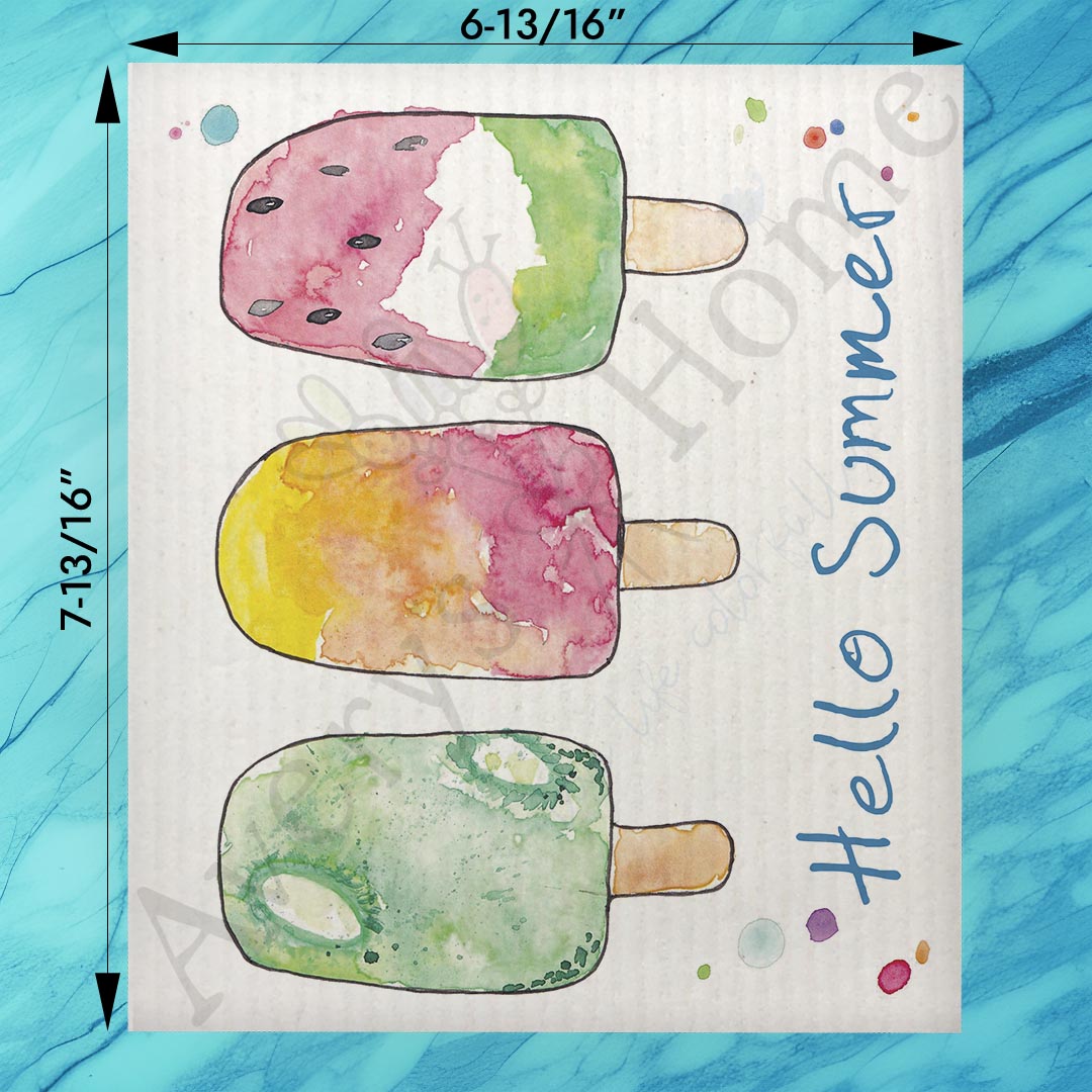 Hello Summer Popsicle Swedish Dishcloth – Seasonal Decor