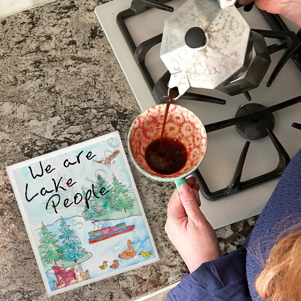 We Are Lake People Swedish Dishcloth – Dog & Wine Humor