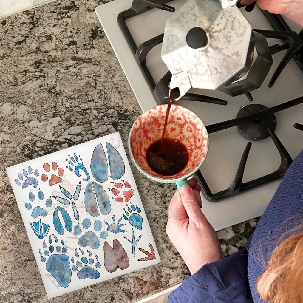 Animal Tracks Swedish Dishcloth – Mountain Hiking Decor