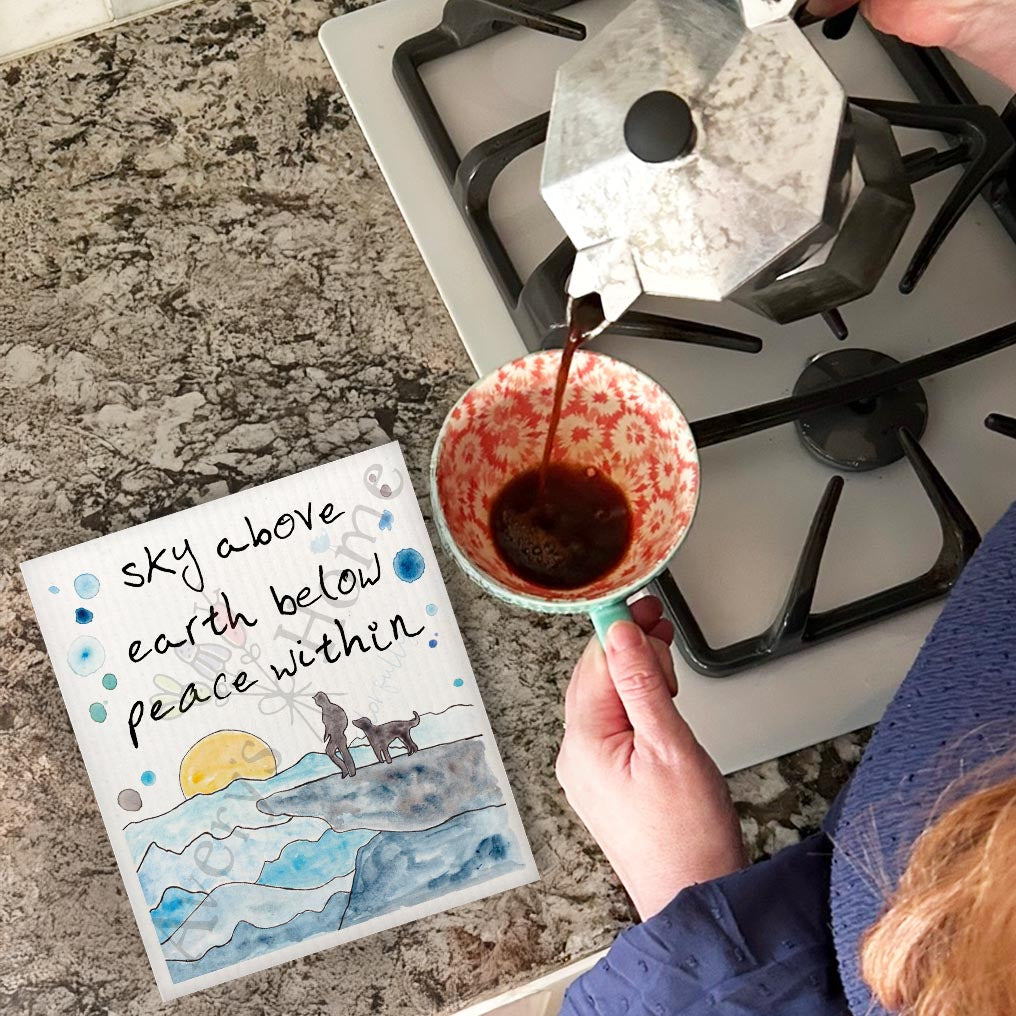 Sky Above Earth Below Swedish Dishcloth – Dog Camping Wisdom