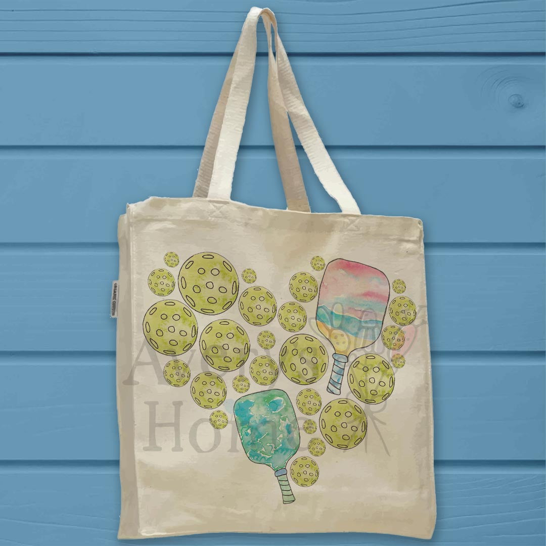 Pickleball Valentine Organic Cotton Tote Bag – Sporty Heart Gift