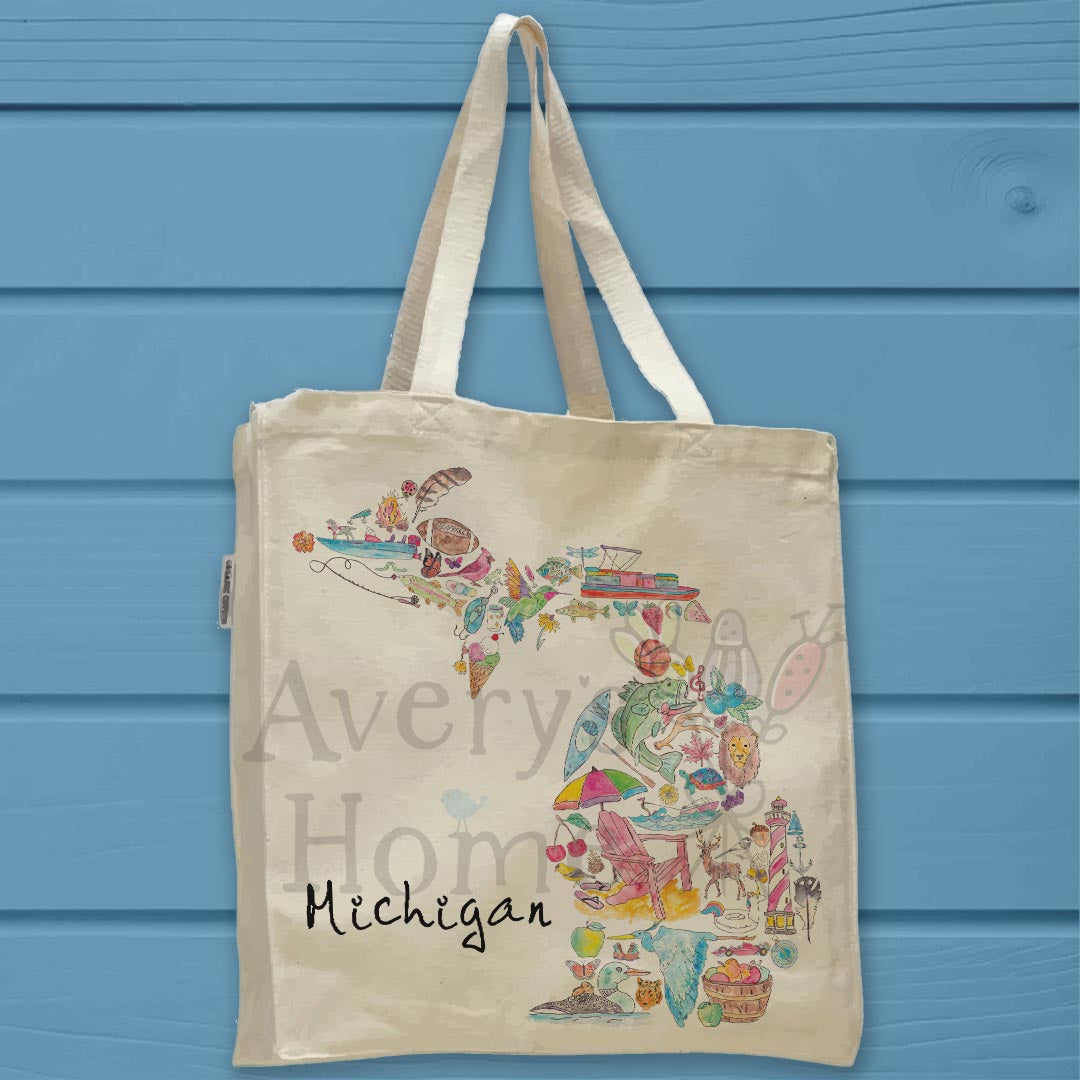 Michigan State Icons Organic Cotton Tote Bag – Freshwater Life