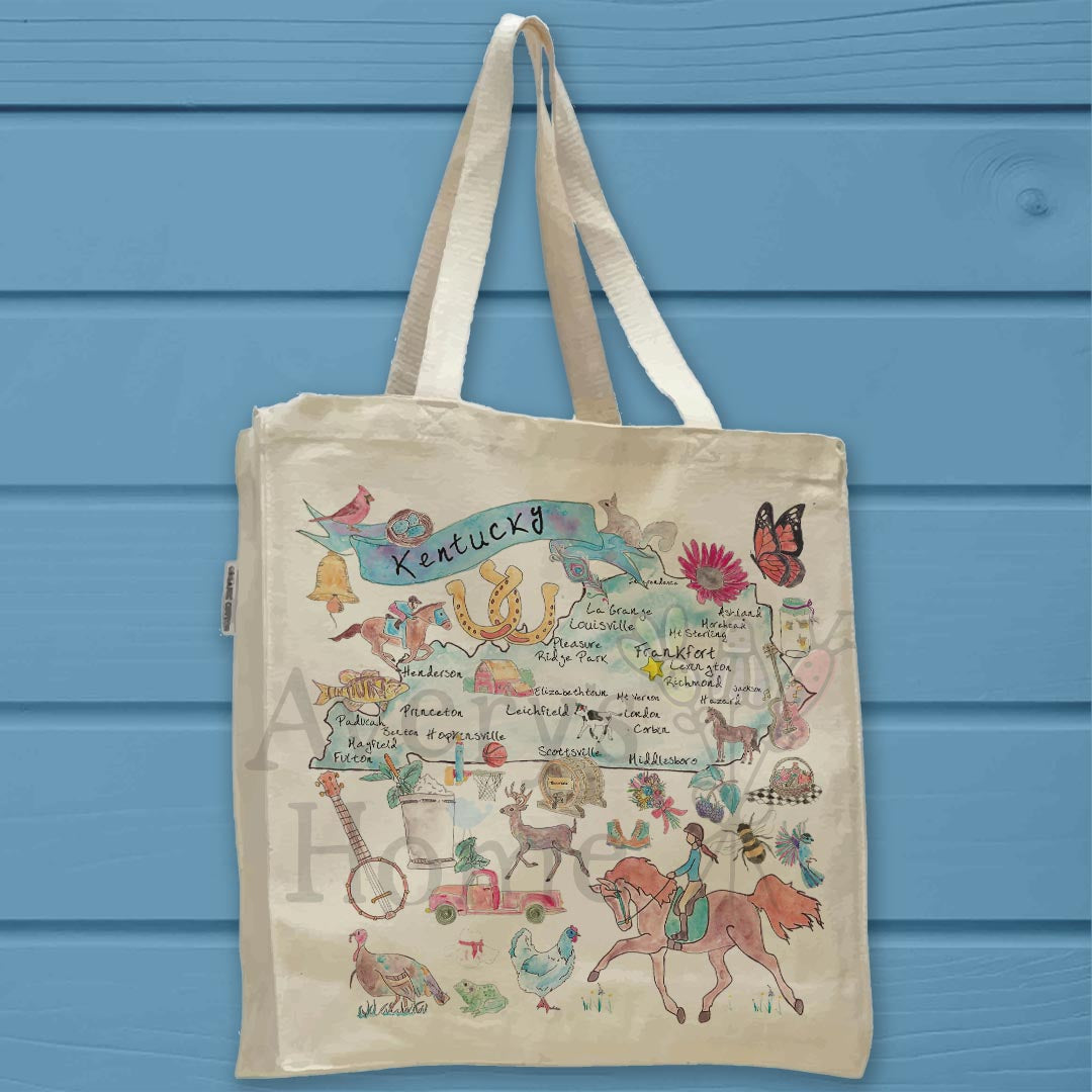 Kentucky Map Organic Cotton Tote Bag – Bourbon, Barns & Beauty