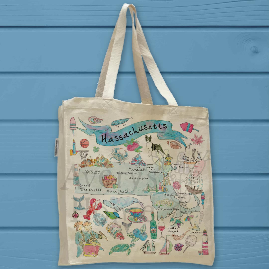 Massachusetts Map Organic Cotton Tote Bag – From Boston to the Cape