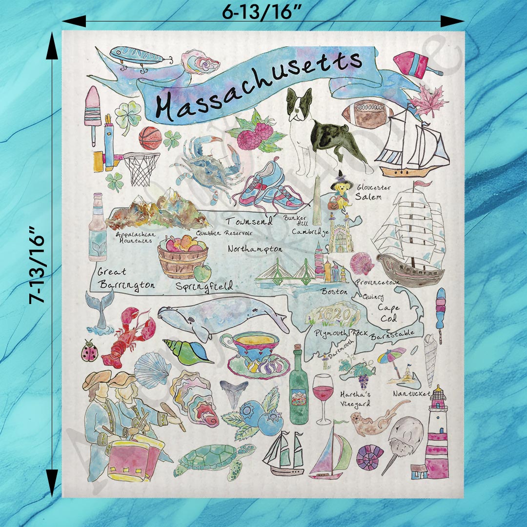 Massachusetts Map Swedish Dishcloth – From Boston to the Cape