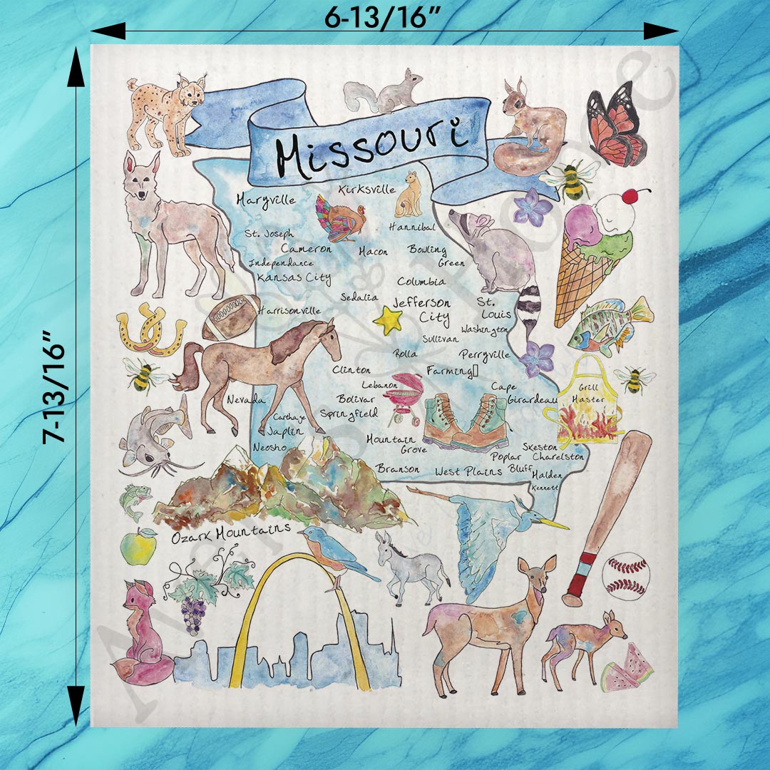 Missouri Map Swedish Dishcloth – Rivers, Roots & Road Trips