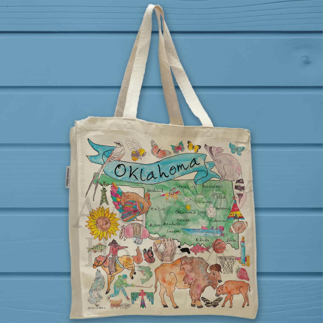 Oklahoma State Map Organic Mountain Souvenir Tote Bag