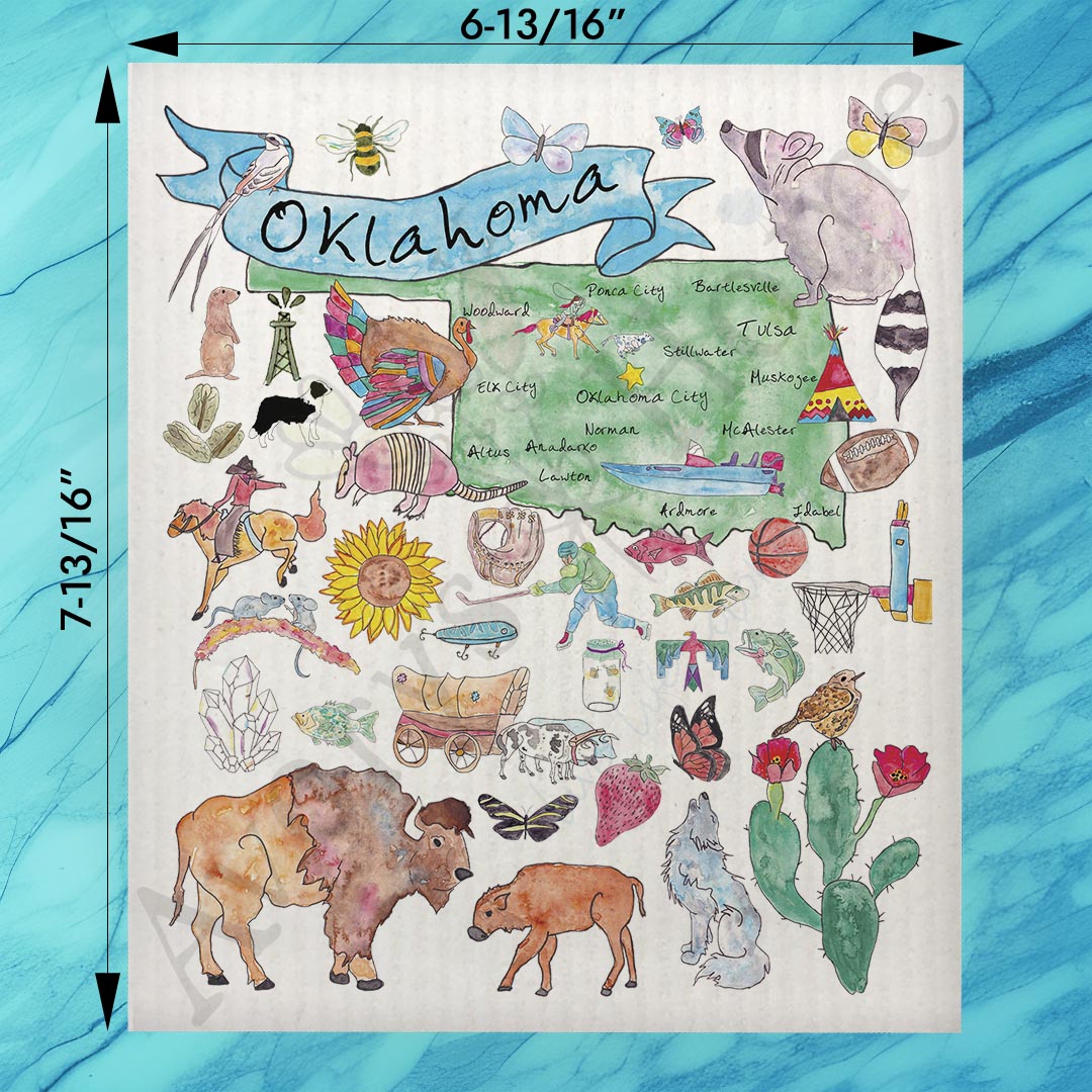 Oklahoma Map Swedish Dishcloth – Dust, Drive & Heartland