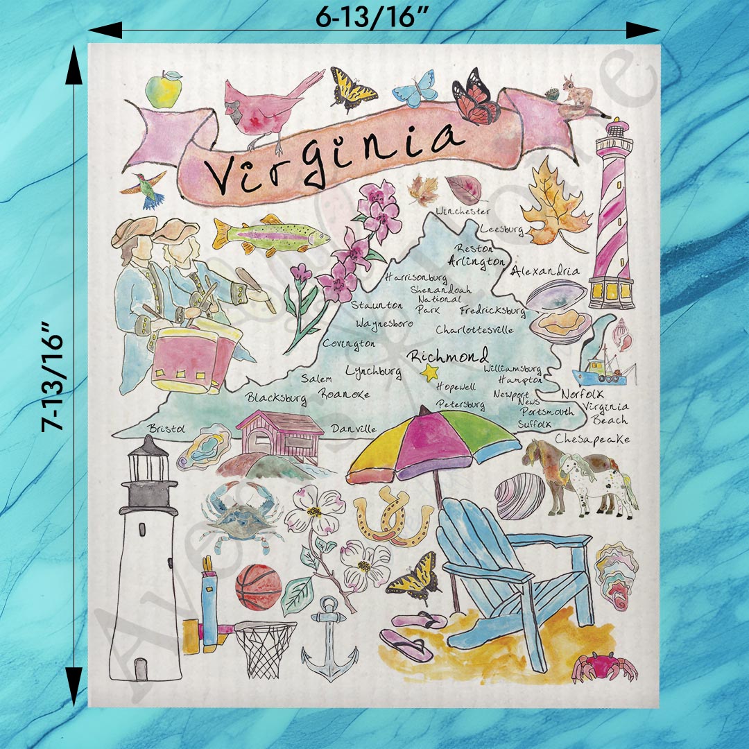 Virginia Map Swedish Dishcloth – History, Horses & Heart